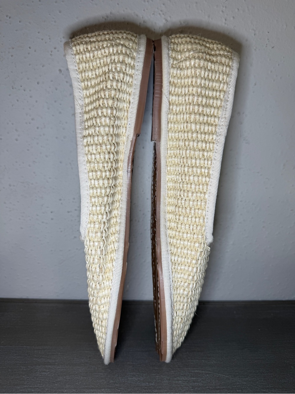 Clorinda Antinori Beige Woven Raffia Slip On Shoes Made Italy EU 38 US Women’s 8 - Picture 5 of 6